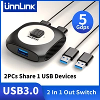 Unnlink Selector de interruptor USB 3.0 5Gbps 2 en 1 salida para PC + Macbook a mouse teclado impresora