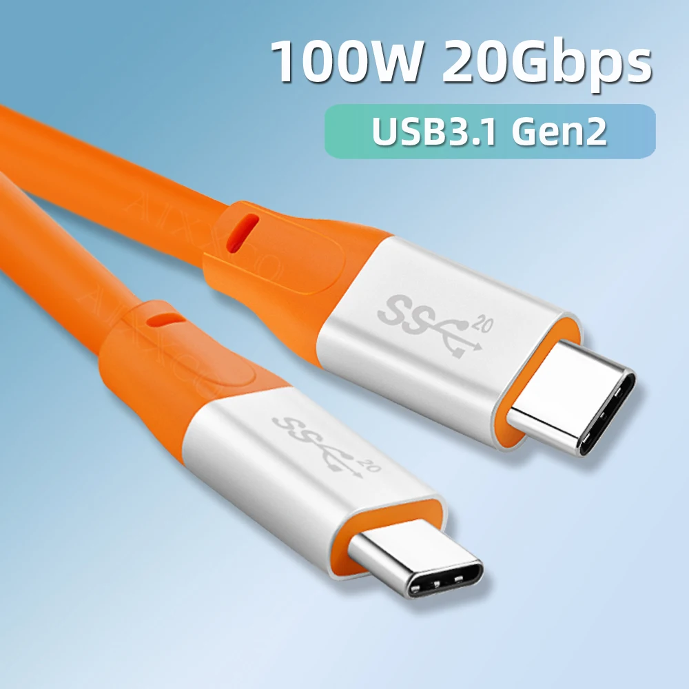 20Gbps USB C Cable PD100W Fast Charger Cord USB3.2 Gen 2 HD 4K@60Hz Video PVC for Laptop MacBook