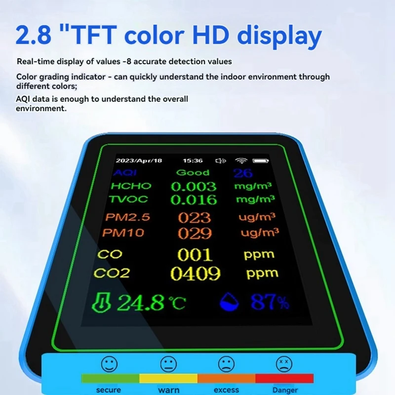 Hot Tuya Wifi 12 In 1 Air Quality Monitor Multifunction PM2.5 AQI PM1O HCHO TVOC CO CO2 Screen Display Air Detector