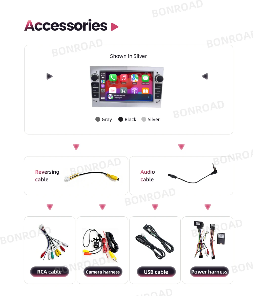BONROAD-pantalla táctil inalámbrica Carplay de 7 pulgadas para Opel Antara Corsa Meriva Vectra Zafira, Radio de coche, reproductor Multimedia, estéreo, GPS 6
