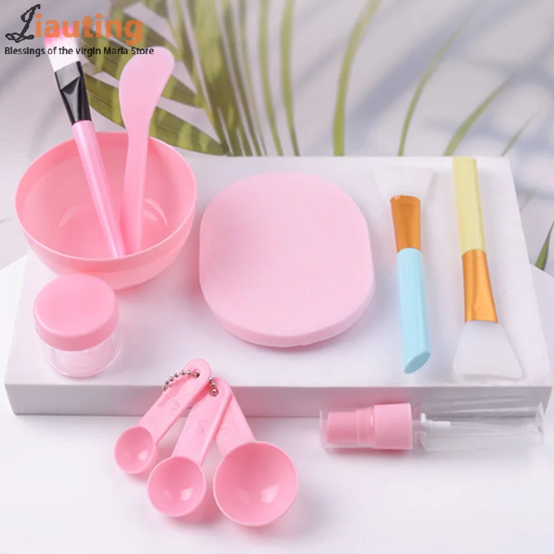 Juego de cuencos para máscara Facial, color rosa y verde, herramientas de belleza, botellas con cepillo, kits de herramientas para el cuidado de la piel, 9/11 Uds.