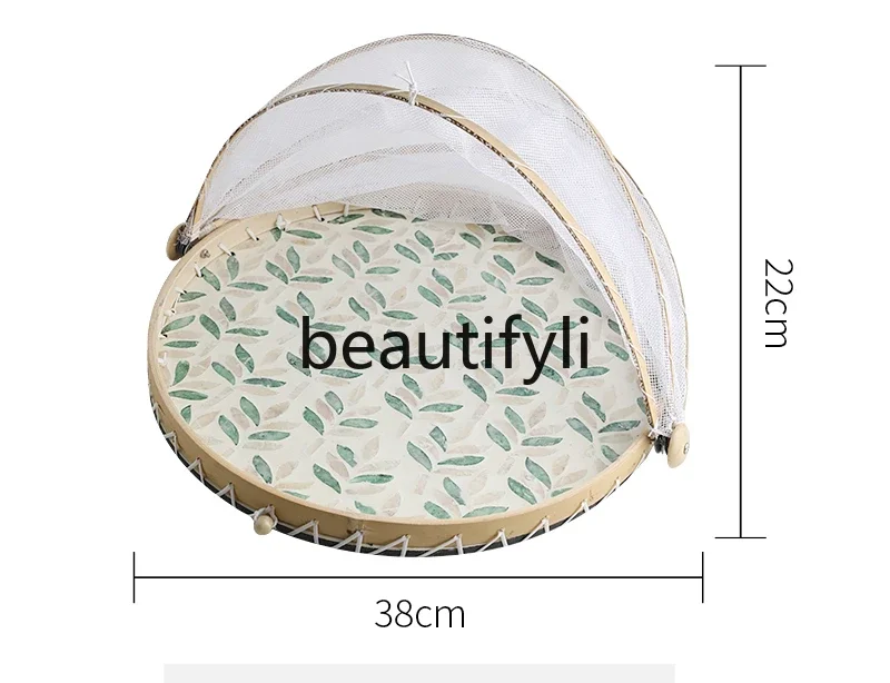 Light luxury rattan shell tray insect-proof and dust-proof creative manual storage dining table cover drying basket