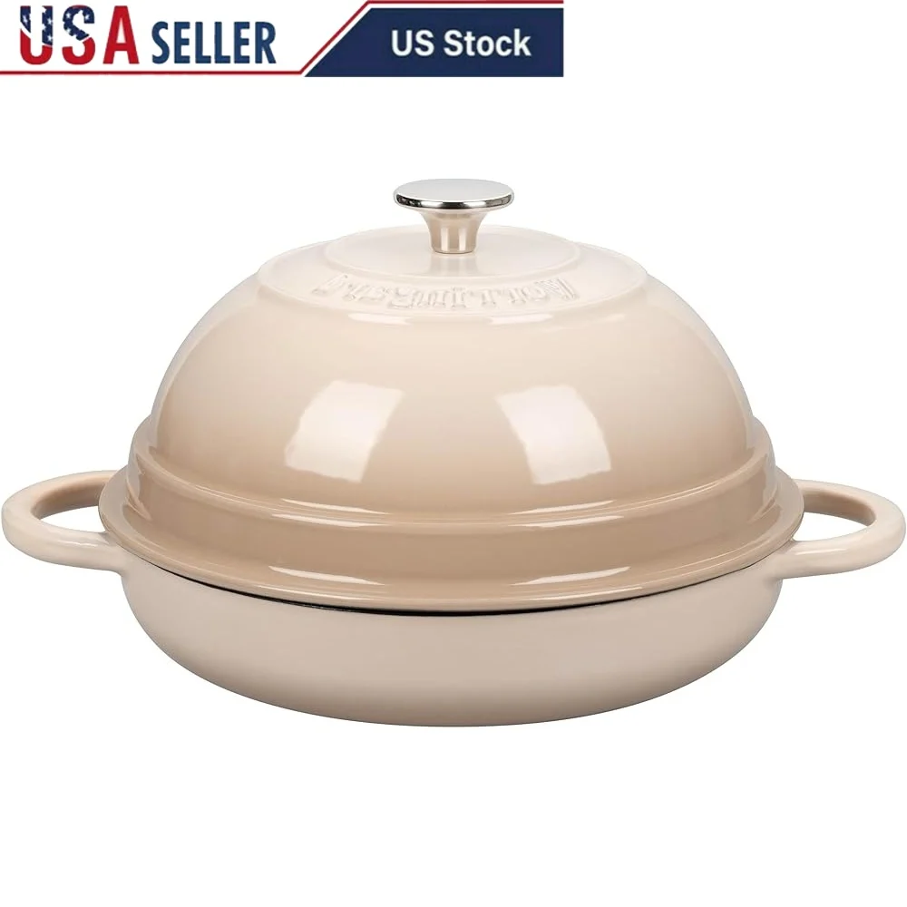 

Enameled Cast Iron Dutch Oven Pot with Lid Baking Bread Roasting Chicken and Vegetables Compatible with All Cooktops