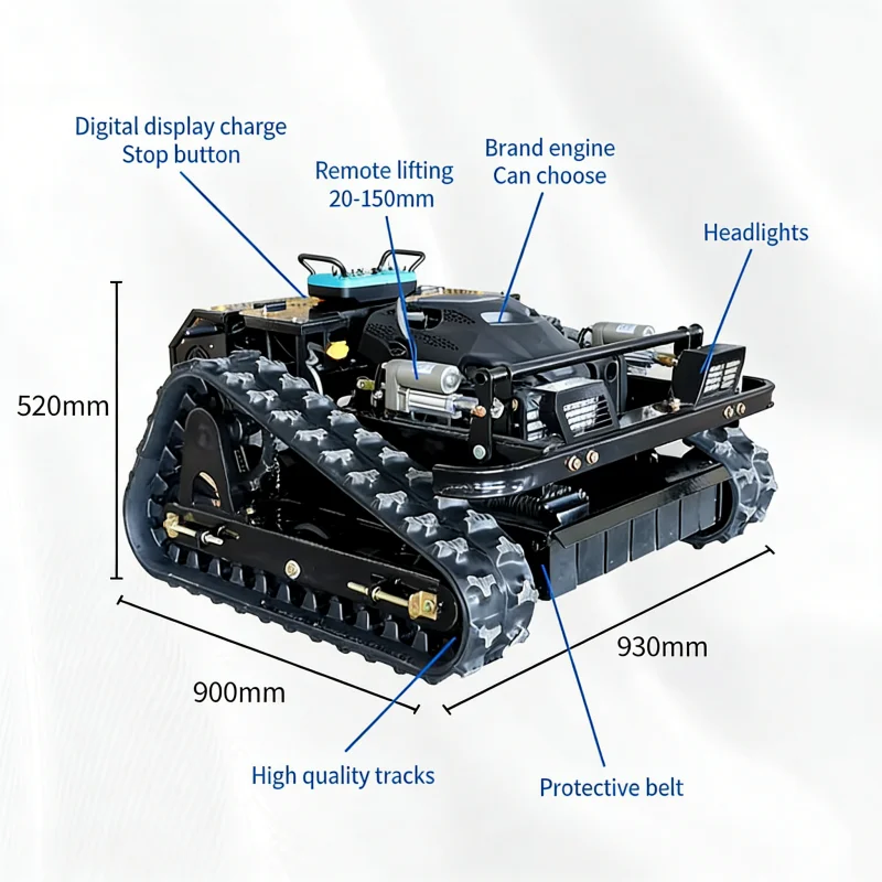 Customized Lawn Mower with Snow Shovel 550mm Zero-turn Tracked Automatic Remote-controlled Robot Lawn Mower view 6