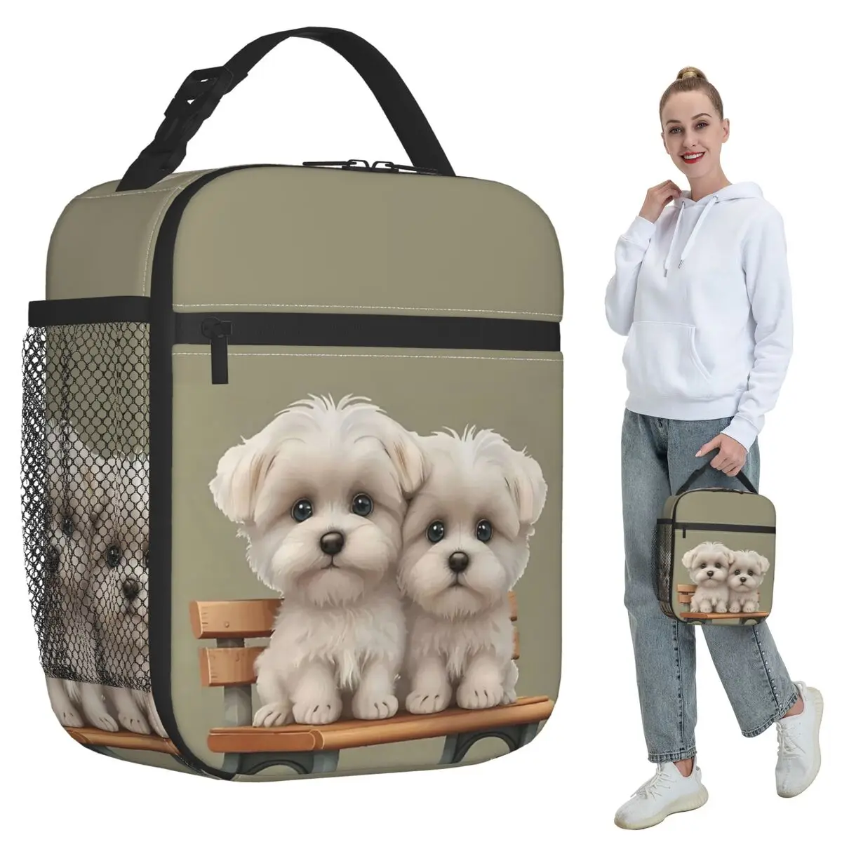 Border Collie Pet Dog Insulated Lunch Bag for Kids School Cooler Thermal Food Box Tote Leakproof Lunch Boxes Container