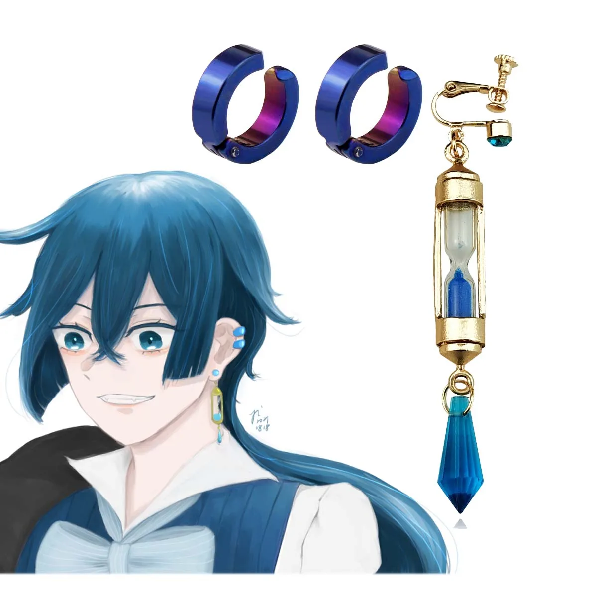 Halloween Cosplay Jewelry Anime The Case Study of Vanitas No Karte Props Hourglass Earrings Ear Cuff