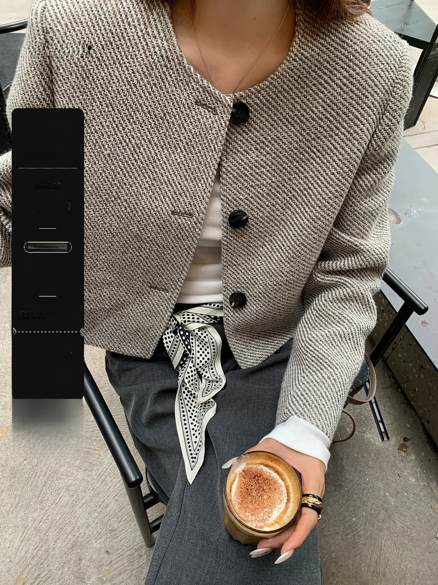 

YOKLASS Women's ort Outerwear Loose Fit Retro Sle Korean Patterned Slimming Autumn Coat Casual Vintage Top