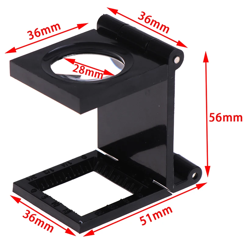 10X 28mm Microscope Folding Magnifier Stand Loupe with Scale for Textile Optical Foldable Magnifying Glass Tool 1 Pcs