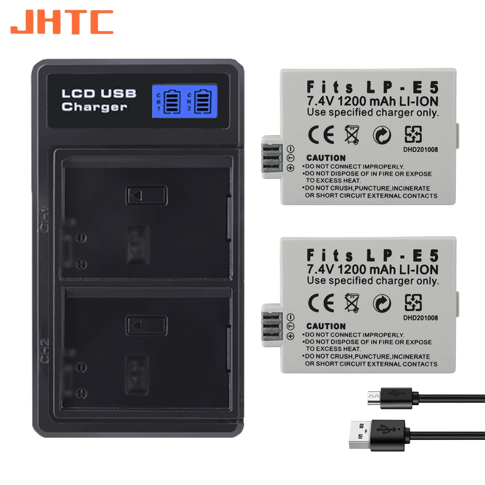 LP-E5 LP E5 Battery Charger For CANON EOS 450D 500D 1000D Kiss X3 X2 Kiss F Rebel T1i Rebel XS XSi 1200mAh LPE5 Batterie