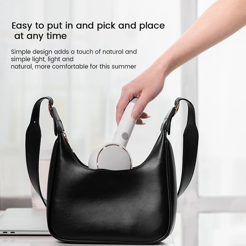 مروحة ستار كومباس المحمولة تعمل بالبطارية وقابلة لإعادة الشحن مع مرآة مكياج بإضاءة LED ومروحة خالية من الشفرة و3 سرعات