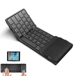 BOW Bluetooth Wireless Folding Phone Keyboard with Touchpad Rechargeable Foldable Phones Keyboard for Andriod Huawei iPhone