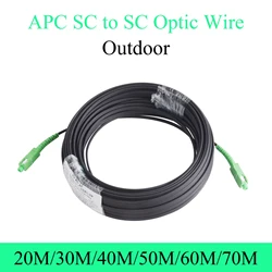 Fiber Optic Wire APC SC to APC SC Optical Single-mode 1-core Outdoor Extension Cable Simplex Patch Cord 20M/30M/40M/50M/60M/70M