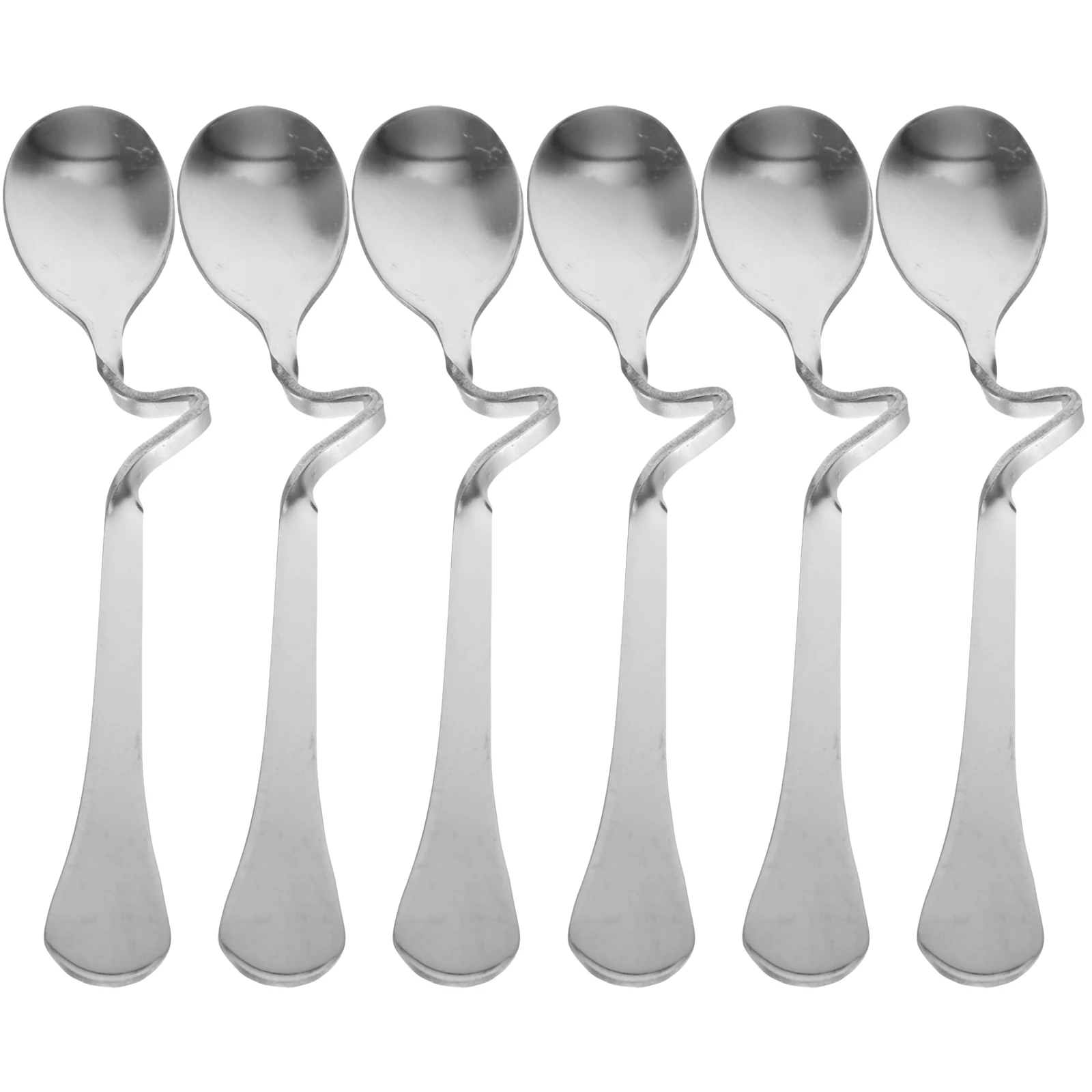 

6pcs Coffee Spoon Stainless Steel Curved Handle Mixing Spoon for Coffee Tea Beverages Home Restaurant Use