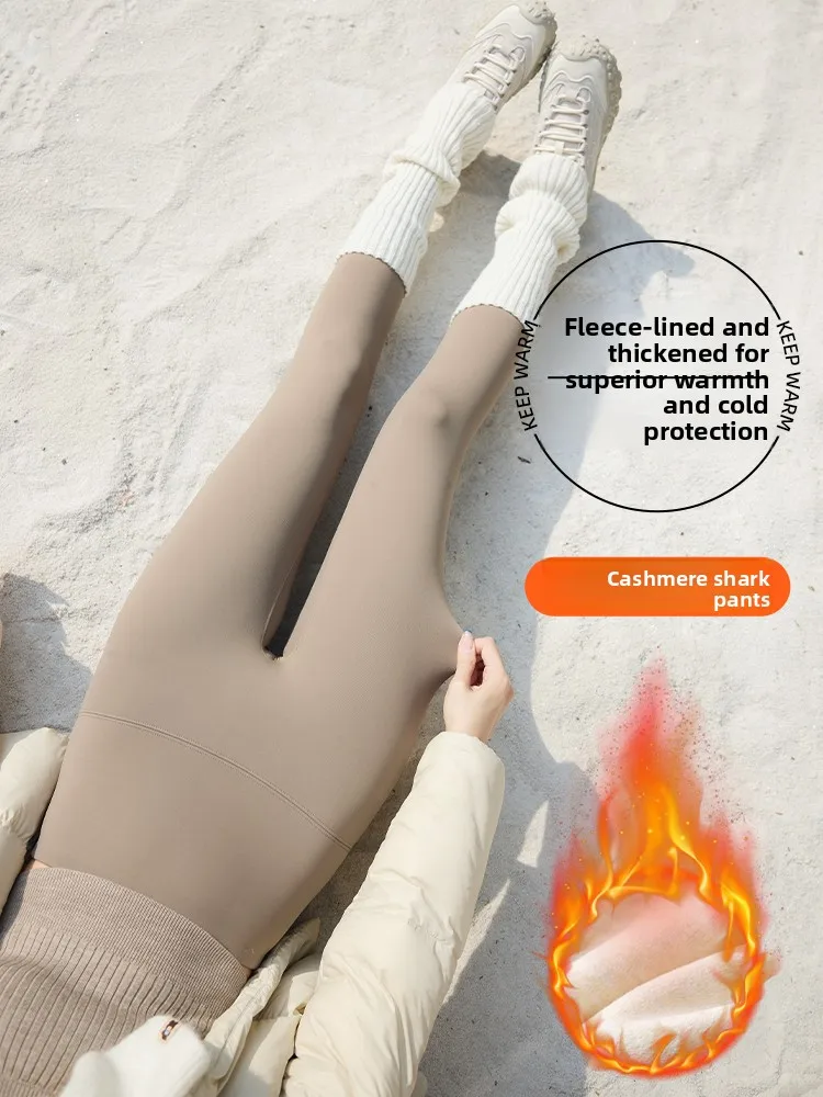 الصوف الدافئ Fce اصطف جلد اليوغا السراويل عالية الخصر السراويل الطويلة Thiened الخريف الشتاء ملابس خارجية المرأة Faion