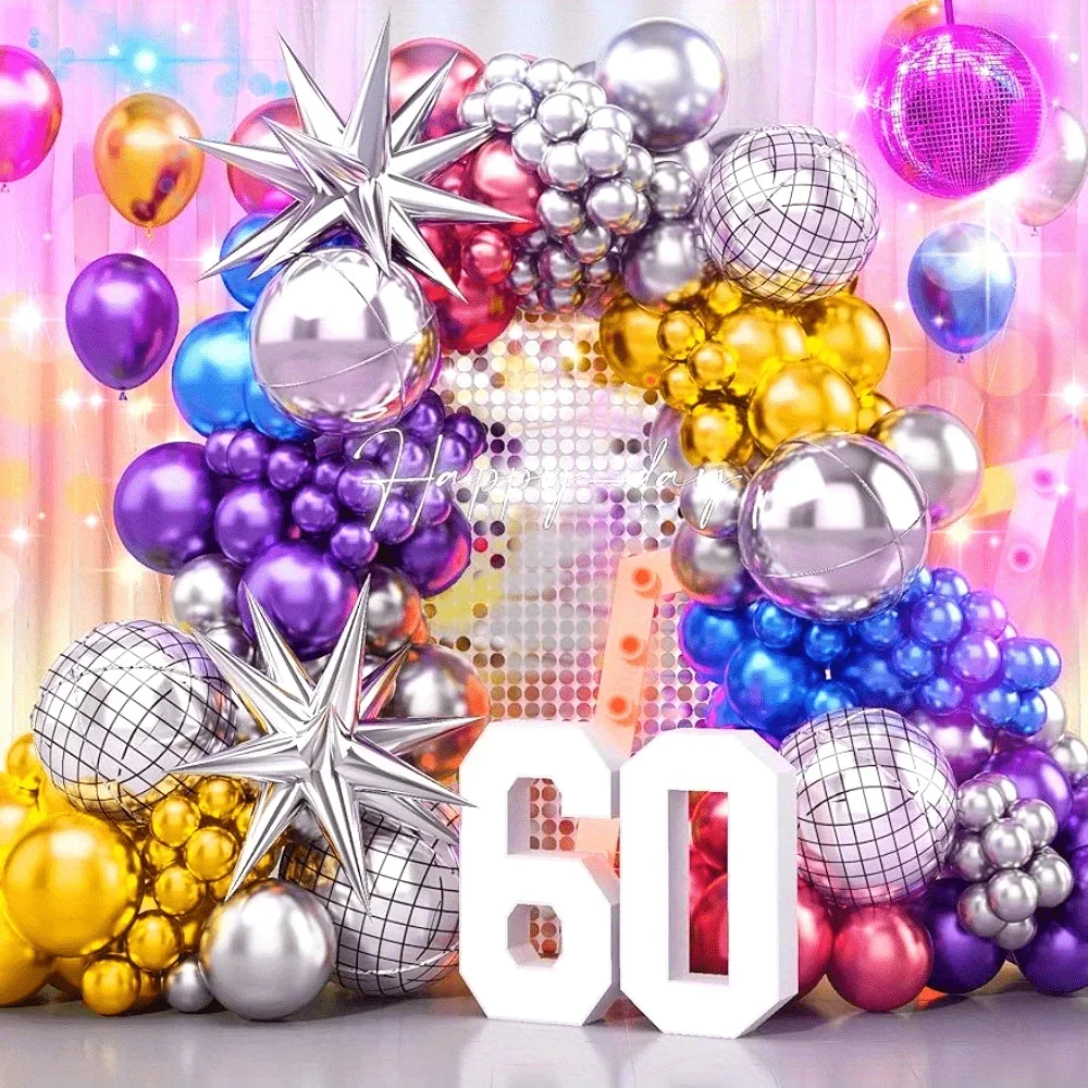 136-teiliges Discokugel-Ballonbogen-Set für Junggesellen, Cocktailpartys, Abschlussbälle und Sommerpartys, Abschlussfeiern, Feiertagsdekorationen