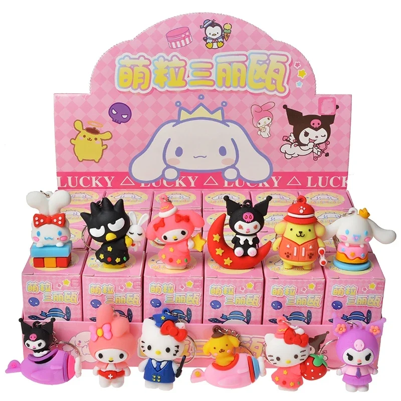 Sanurgente Kuromi Anime Characters for Children, Blind Box, Melody Cute, Mysterious Surprise Decoration, Keychain Ornament, Gift for Children, 24Pcs