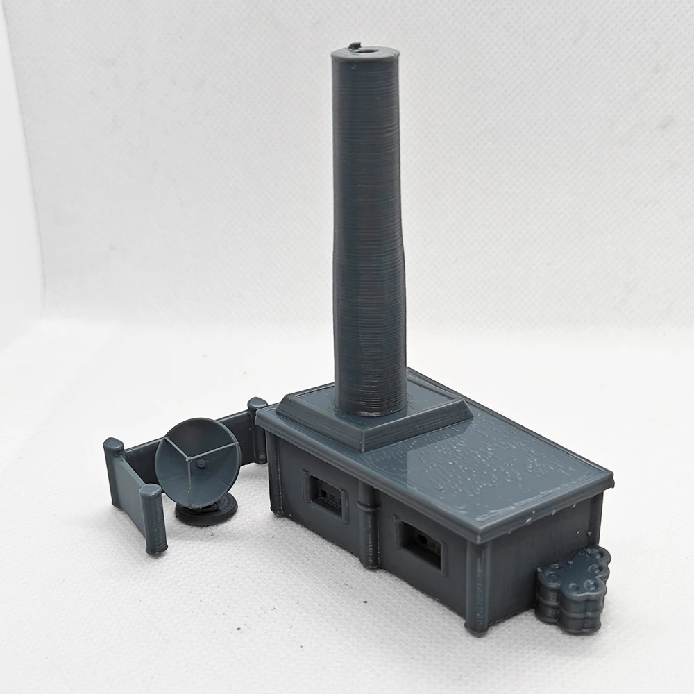 Mała ciepłownia z kominem do sceny kolejowej LYTS020 1/87 Miniaturowe budynki Samochód wojskowy