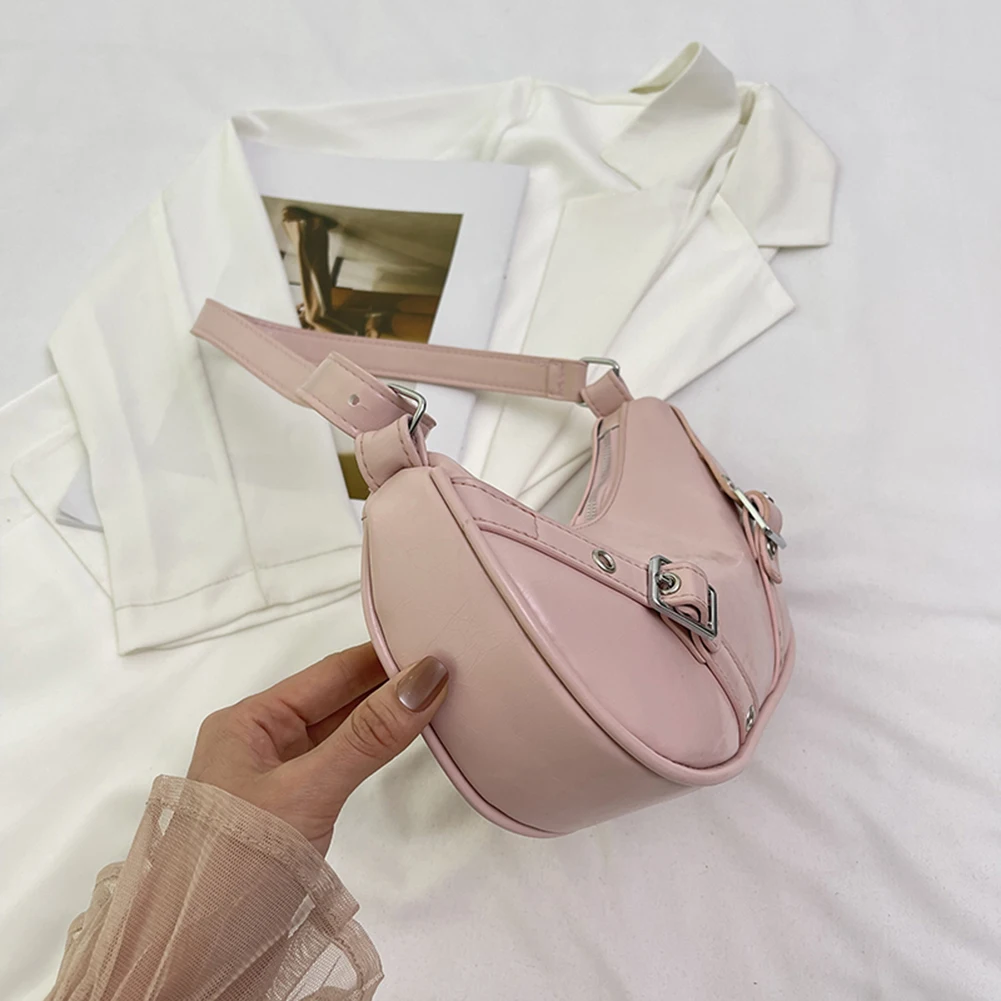 ผู้หญิง PU กระเป๋าใต้วงแขน Y2K กระเป๋าถือกระเป๋าถือขนาดใหญ่ความจุย้อนยุคกระเป๋าสีทึบสายรัดปรับระดับได้สำหรับเดินทางกลางแจ้ง