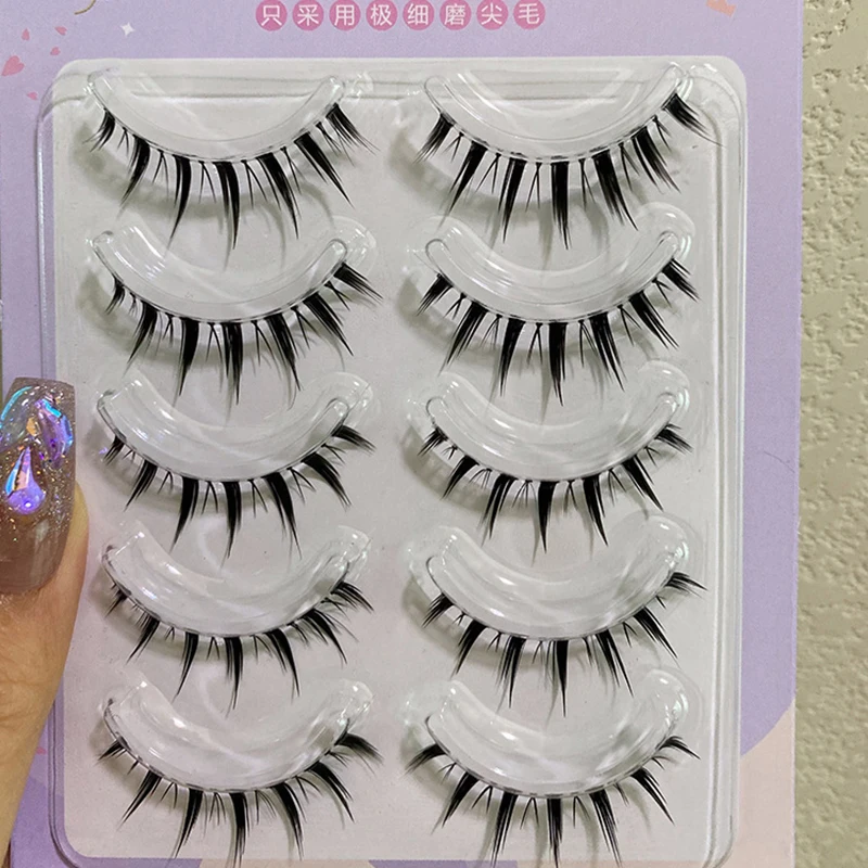 New Hand Thick False Eyelashes Tapered Cross Messy Soft Natural Fake Eyelashes Daily Dating Makeup Tools Eyelashes Manga Lashes