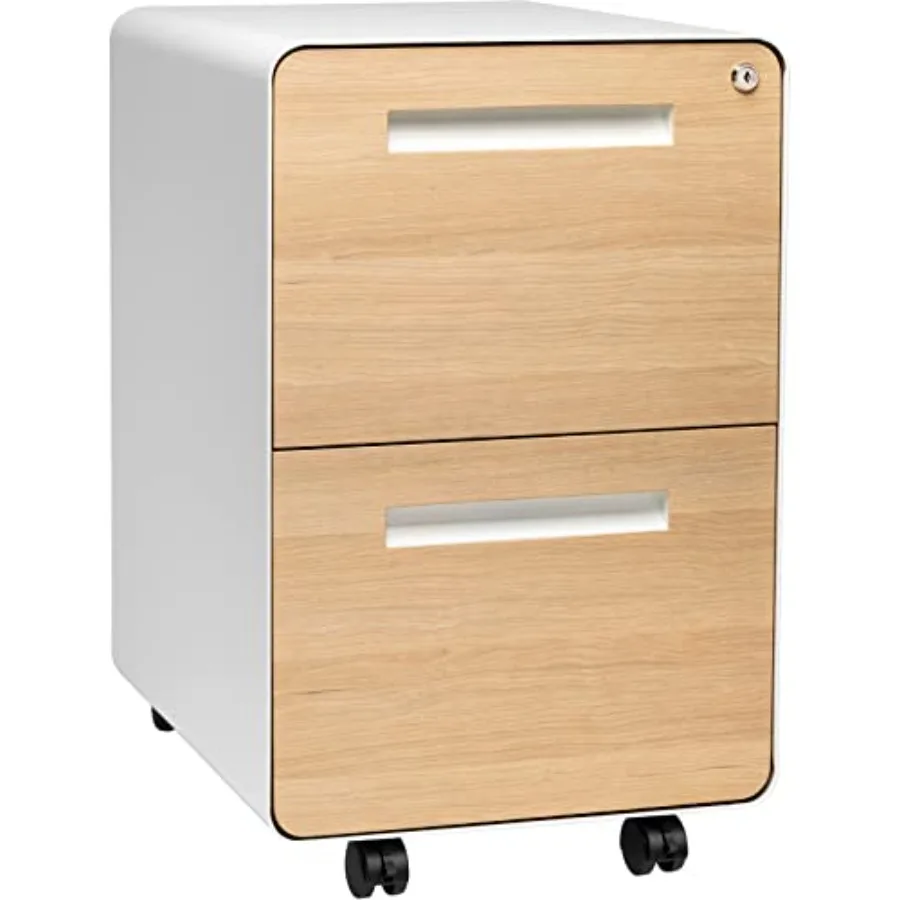 Stockpile 2 Drawer Mobile File Cabinet with Lock - Under Desk Metal Filing Cabinet, Legal/Letter File Folders, Wheels and Stati