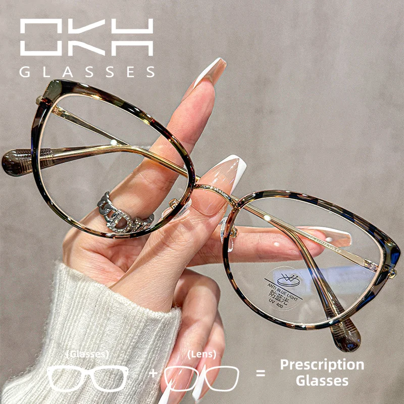 

OKH Cat's Eye TR90 Trendy Anti-blue Light Frame Myopia Glasses for Men and Women Prescription Eyeglasses Reading