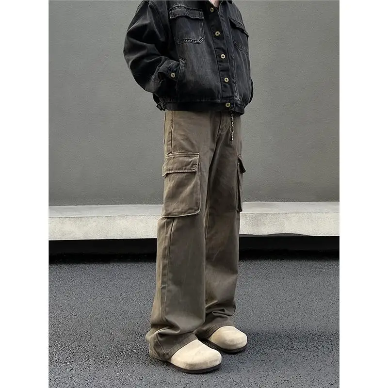 Retro Amerikaanse denim herenjeans met rechte pijpen Herfst Winter Grote maat Multi ket werkkledingbroek Jeugd Faion