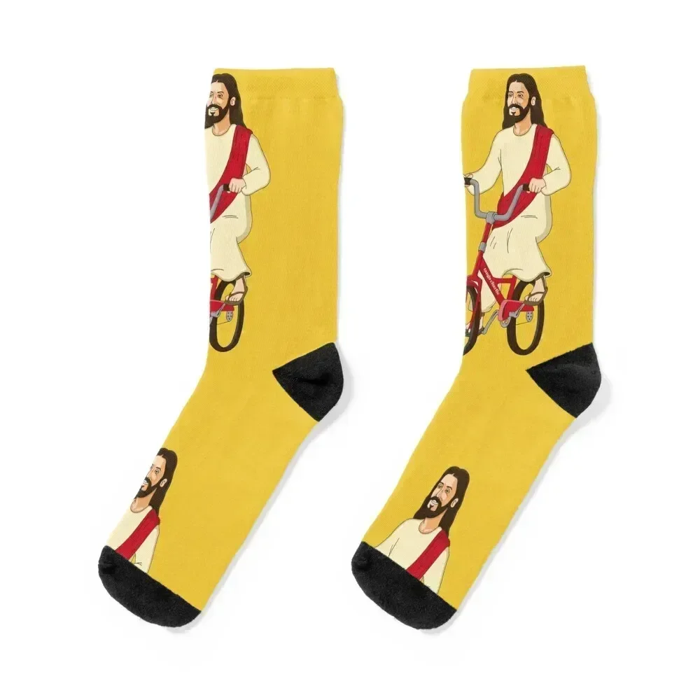 

Christ on a Bike - Funny Religious Lord Jesus Church Group Easter Gift Socks Rugby Antiskid soccer short luxe Socks Ladies Men's