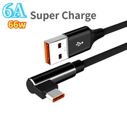 6A 66W Elleboog Super Snel Opladen Type C Kabel voor Huawei Mate 50 P60 Nova 11 Honor 100X9b Xiaomi Redmi POCO USB C Charger Kabel