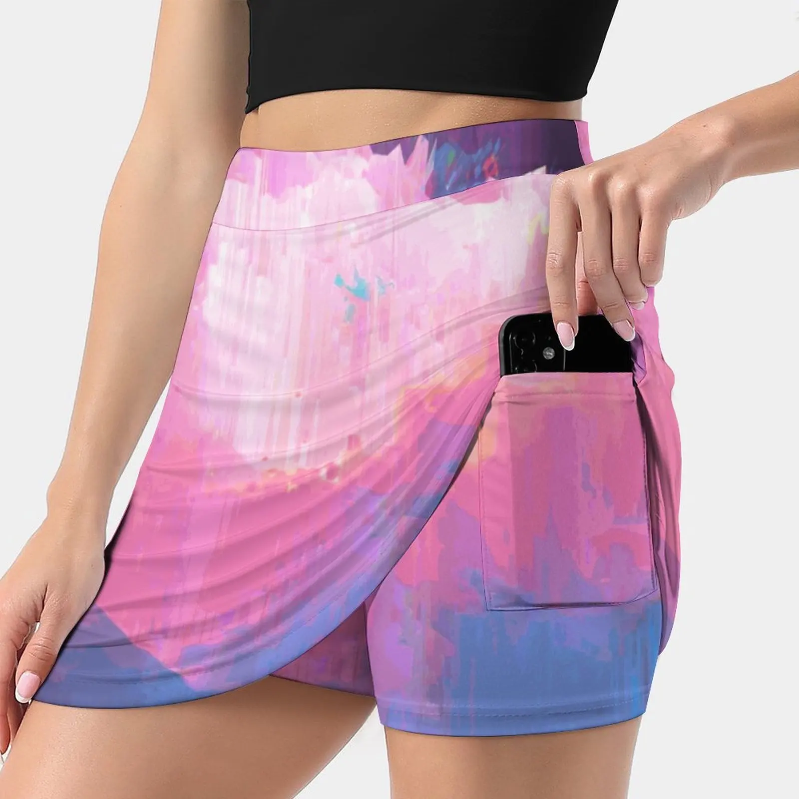 

Humble Women'S Summer Fake Two Piece Skirts Casual Sports Beach Skirt Girl Skorts Acid Trippy Psychedelic Colorful Digitalart