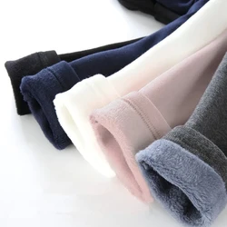 Pantalon chaud épais élastique pour enfants, caleçons pour garçons, pantalons pour filles, rose, bleu marine, hiver, 2024