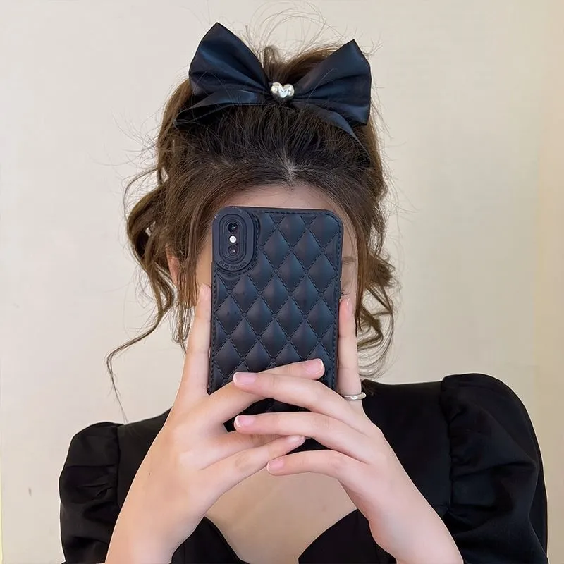 Fashion Korean Black Bowknot Heart Hairpin Hair Clip for Women Girls 2022 Autumn Winter Classic Ribbon Barrette Hair Accessories