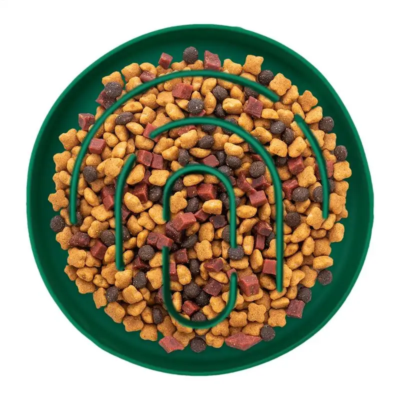 Comedero lento para gatos, cuencos para alimentos húmedos y secos, alimentador más lento para cachorros, soporte de silicona para alimentos, plato redondo para comer saludable para interiores y exteriores
