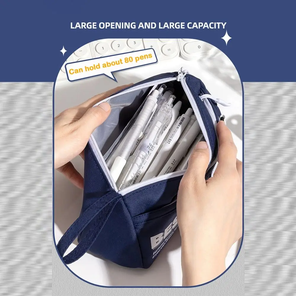 Mode 2-laags etui, draagbare pennenzak met gladde ritssluiting, grote capaciteit, briefpapier-organizer, studententas