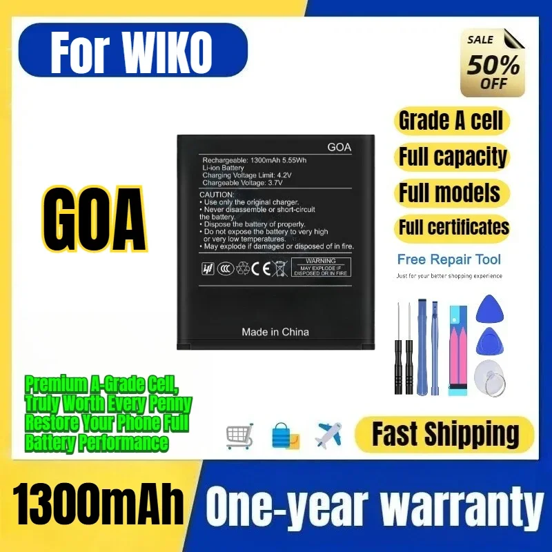 GOA for WIKO GOA Mobile Phone Battery 0 Cycle High Quality High Capacity Battery Replacement Bateria Grade A Cell with Tools