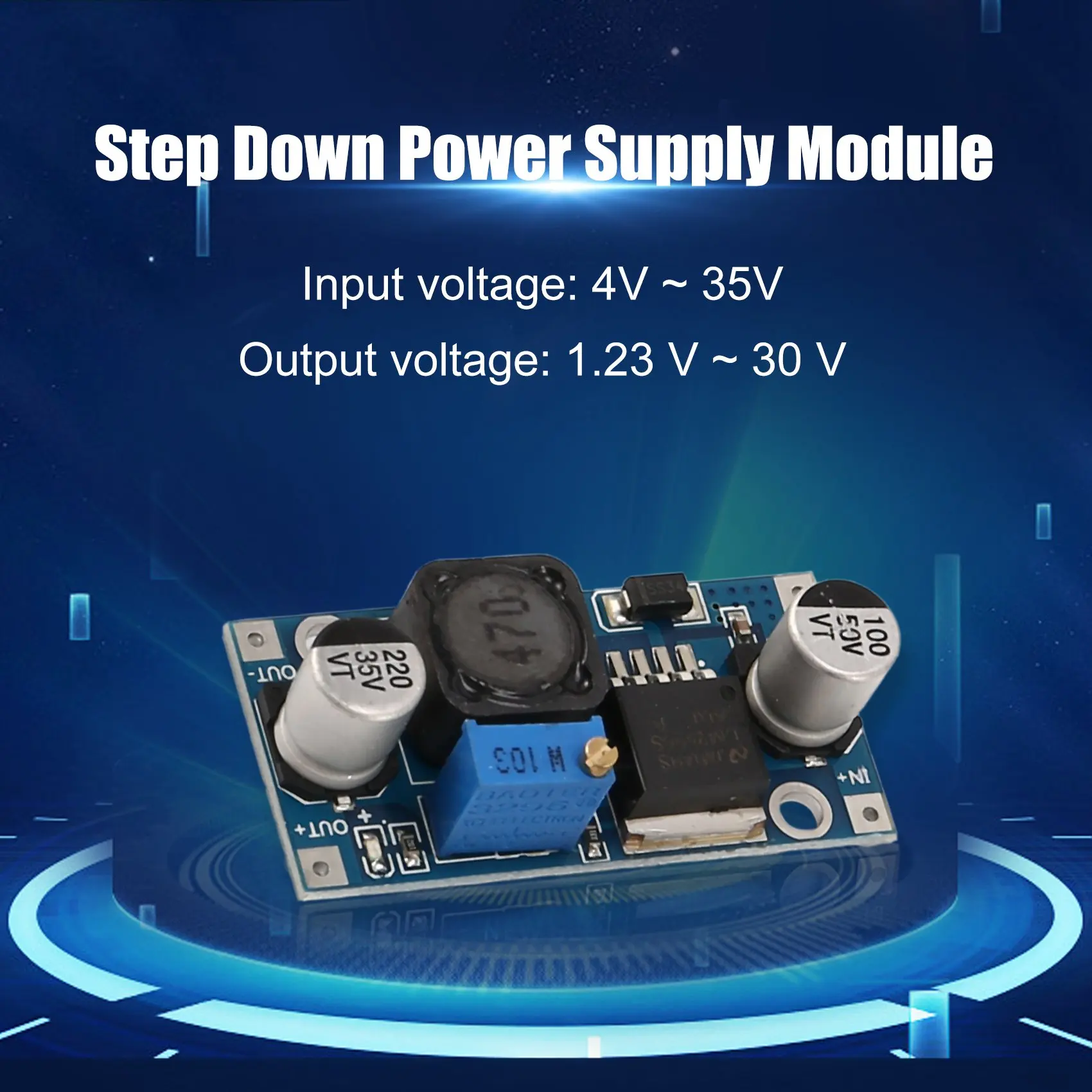 Módulo de fuente de alimentación reductor, regulador de voltaje, ajustable, LM2596S, DC-DC, 3A, 24V, 12V, 5V, 3V