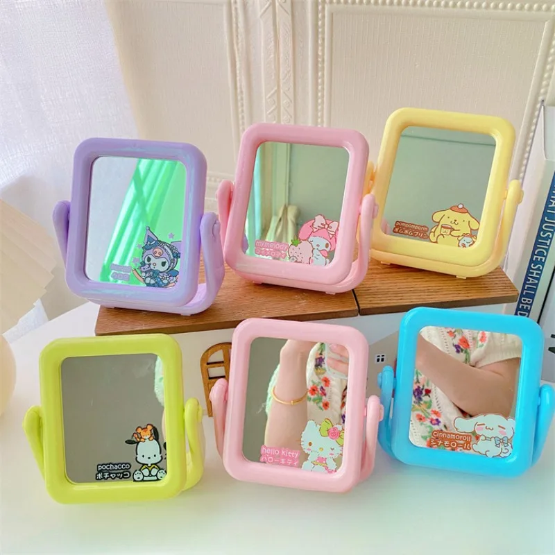 

Sanrio Hello Kitty Kuromi Pochacco Cinnamoroll My Melody Desktop Small Mirror Rotate Double Sided Cartoon Makeup Mirror