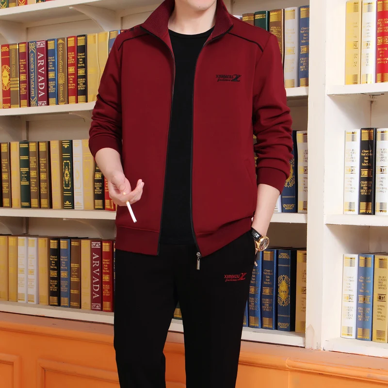 

Повседневный спортивный комплект из двух предметов для пап и мужчин среднего возраста: весенне-осенняя свободная верхняя одежда из дышащего полиэстера