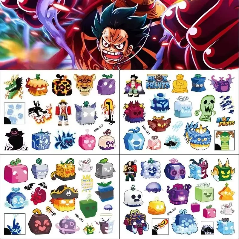 

Blox Fruits Game Tattoo Stickers Waterproof Sticker Anime Birthday Party Supplies Decoration for Kids Reward Toy Christmas Gift