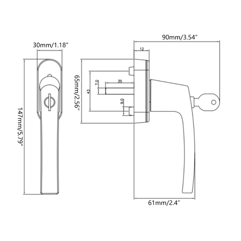 Industrial Lockable Handle Key Locking Mechanism Convenient Lockable Window Handle Simple Installation for Added Safety