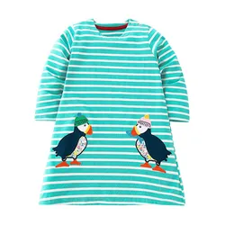 Jumping Meters Princess Girls Space Dresses For Autumn Spring Fashion Kids Cotton Clothes O-neck Toddler Cute Frocks