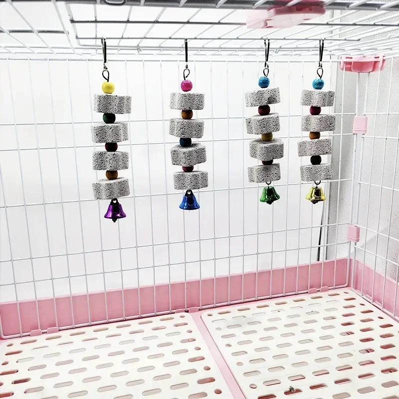Papagei, Chinchilla, Eichhörnchen, Kauspielzeug mit bunten Perlen, mehrschichtiger Lavagestein, lustig, langlebig, kleiner Haustierkäfig, Aktivitätsspielzeug, Kauspielzeug – Detail 5