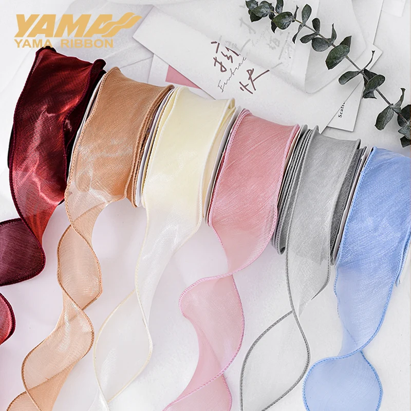 YAMA-Wave Organza Ribbon, Fishtail Ribbon, Wedding Decoration, Party Gift Packaging, Bouquet DIY Craft Supplies, 38mm, 5 in, 8in