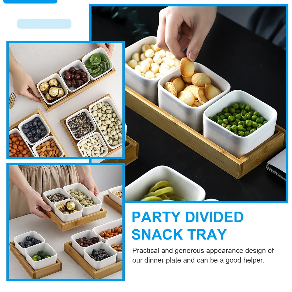 

1 Set Ceramic Snack Tray Divided Food Plate Kids Household Fruit Dish Condiment Bowl Serving Dish Multi Grid Storage Kitchen