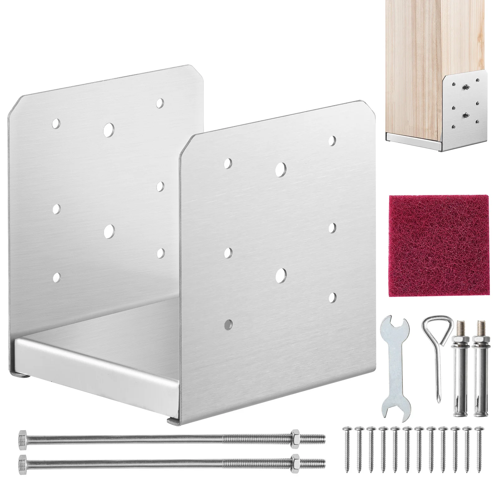 VEVOR Post Base Stainless Steel Adjustable Anchor Bracket  Base for Pavilion Deck Porch Handrail Support Decorative Plate