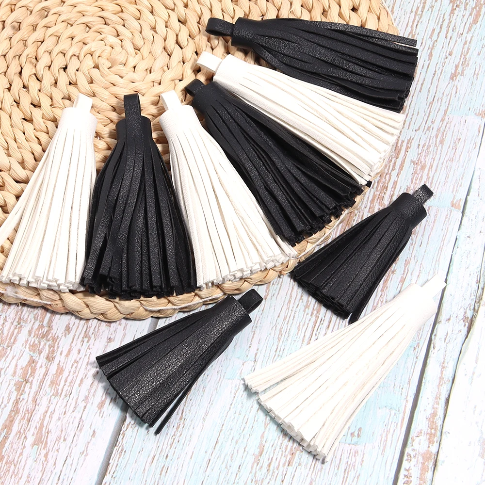 5pcs/lot 60/80mm Pure Color Vintage Leather Tassel Pendants  for  Bag Clothes Handbag Decoration Trims DIY Handiraft Accessories
