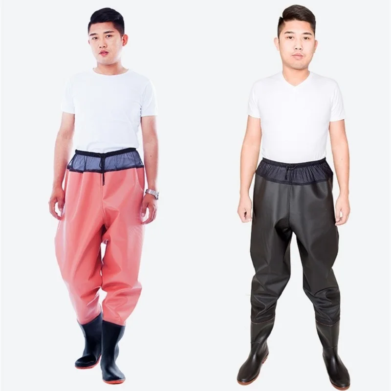 Breathable Waterproof Fishing Waders High Waist Wader Hunting Wading Pants Long Leg Pants PVC Fishing Pants Fishing Clothing