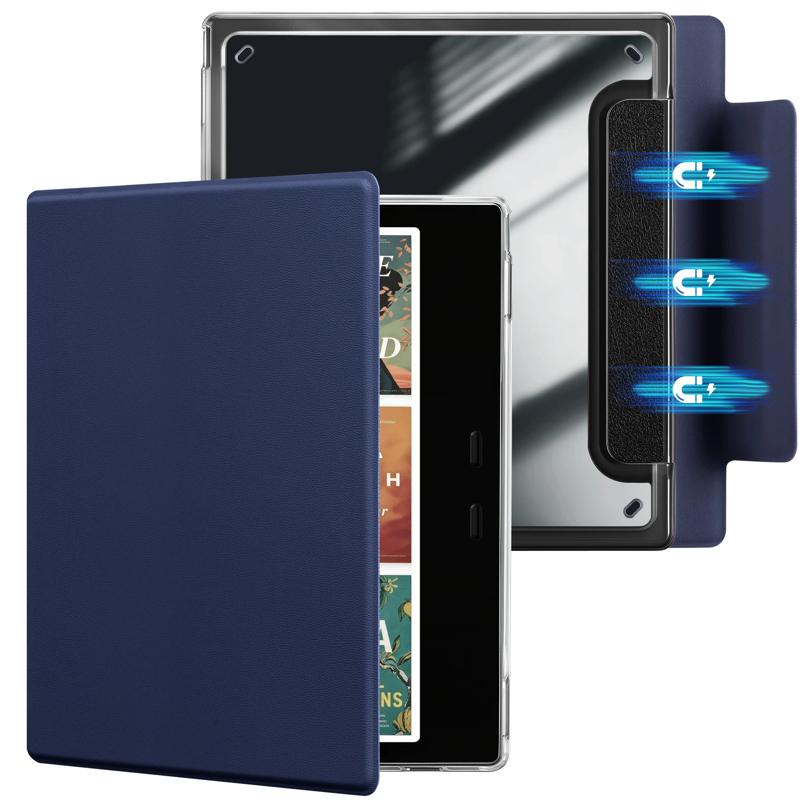 Hülle für Onyx Boox Go 7 Go Color 7" Gen 2 Leaf 3 C 2 Paga Raphael 2 Galileo 3, 7" eBook Flip Book Case Cover mit Acrylrückseite