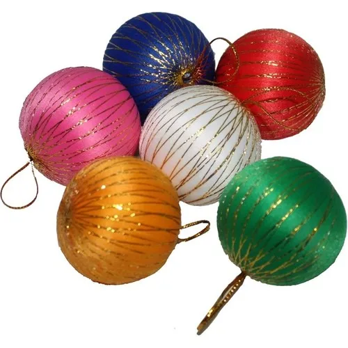 Pandoli Christmas Tree Mixed Cici Ball Rope Pattern 6 Pcs 4 5 cm