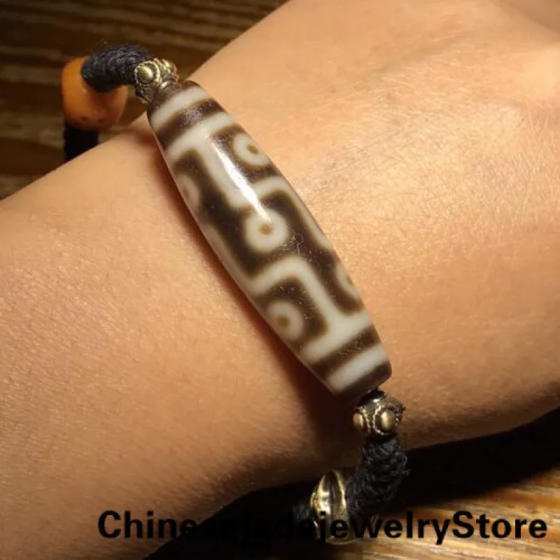

Ancient Tibetan DZI Beads Old Agate Lucky 9 Eye Totem Amulet Bracelet