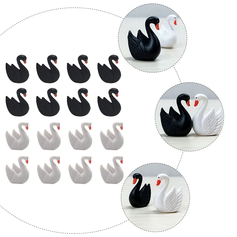

16 Pcs Swan naments Decoration Resin Swan Statue Miniature Adornment Glass Animals Craft Home Office Decor Gifts